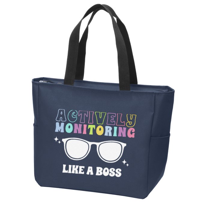 Actively Monitoring Like A Boss Testing Day Funny Teacher Zip Tote Bag