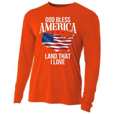 American Map Land That I Love Patrioticic Memorial Day 4th O Gift Cooling Performance Long Sleeve Crew