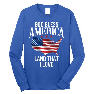 American Map Land That I Love Patrioticic Memorial Day 4th O Gift Long Sleeve Shirt