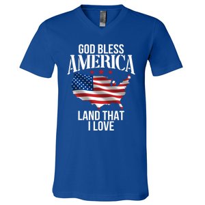 American Map Land That I Love Patrioticic Memorial Day 4th O Gift V-Neck T-Shirt