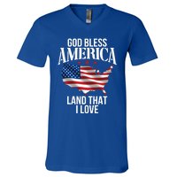 American Map Land That I Love Patrioticic Memorial Day 4th O Gift V-Neck T-Shirt