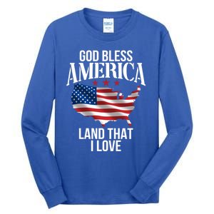 American Map Land That I Love Patrioticic Memorial Day 4th O Gift Tall Long Sleeve T-Shirt