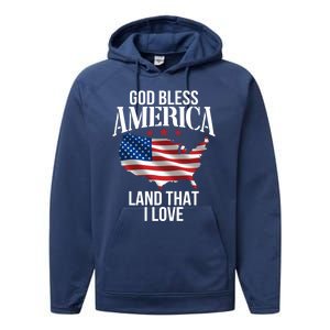 American Map Land That I Love Patrioticic Memorial Day 4th O Gift Performance Fleece Hoodie