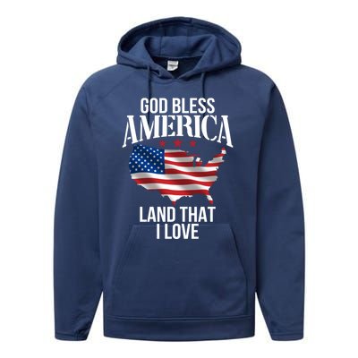 American Map Land That I Love Patrioticic Memorial Day 4th O Gift Performance Fleece Hoodie