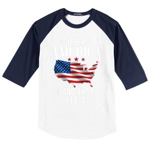 American Map Land That I Love Patrioticic Memorial Day 4th O Gift Baseball Sleeve Shirt