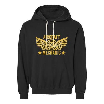 Aircraft Mechanic Logo Badge Aviation Gift Garment-Dyed Fleece Hoodie