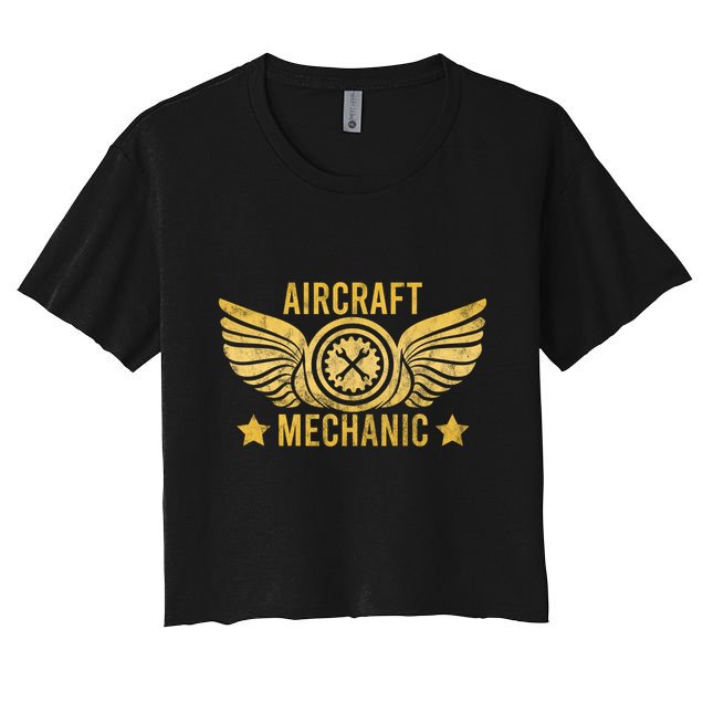 Aircraft Mechanic Logo Badge Aviation Gift Crop Top