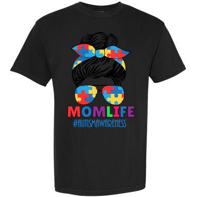 Autism Mom Life #Autismawareness Messy Bun Bandana Mothers Cute Gift Garment-Dyed Heavyweight T-Shirt