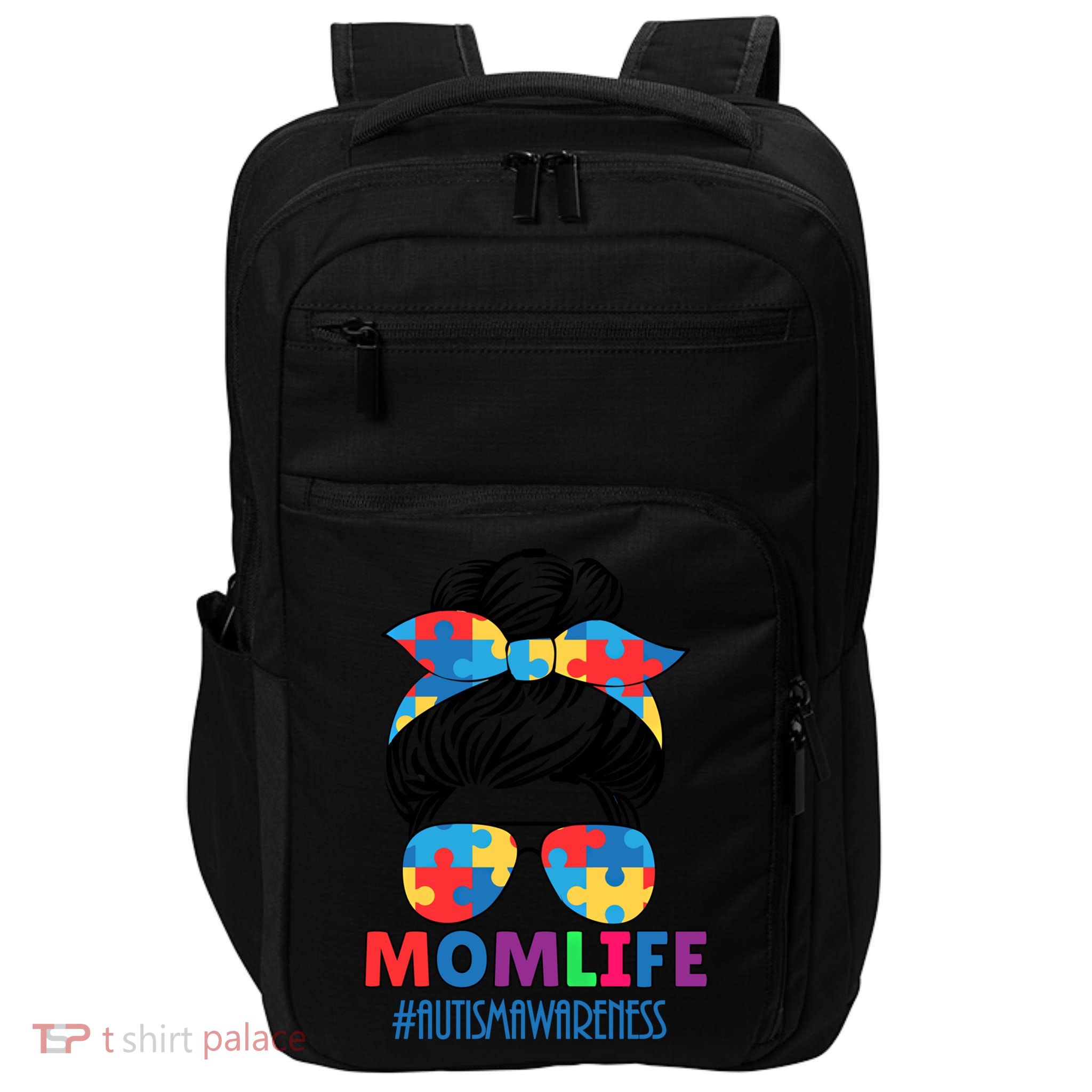 Autism Mom Life #Autismawareness Messy Bun Bandana Mothers Cute Gift Impact Tech Backpack