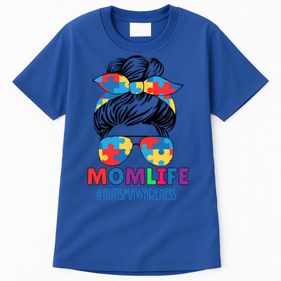 Autism Mom Life #Autismawareness Messy Bun Bandana Mothers Cute Gift Tall T-Shirt