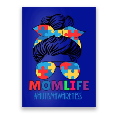 Autism Mom Life #Autismawareness Messy Bun Bandana Mothers Cute Gift Poster