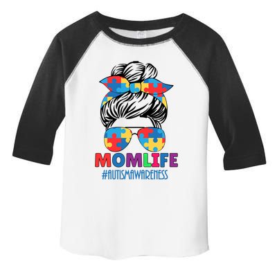 Autism Mom Life #Autismawareness Messy Bun Bandana Mothers Cute Gift Toddler Fine Jersey T-Shirt