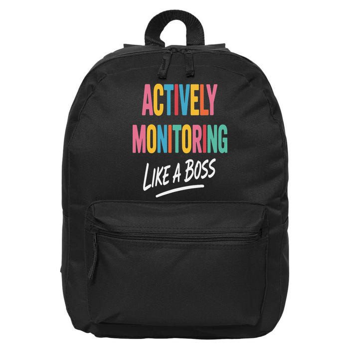 Actively Monitoring Like A Boss Funny State Testing Teacher 16 in Basic Backpack