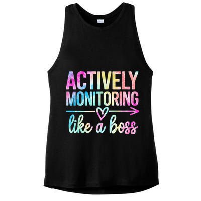 Actively Monitoring Like A Boss State Testing Day Teacher Ladies PosiCharge Tri-Blend Wicking Tank