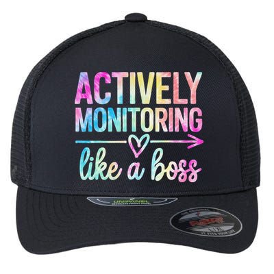 Actively Monitoring Like A Boss State Testing Day Teacher Flexfit Unipanel Trucker Cap