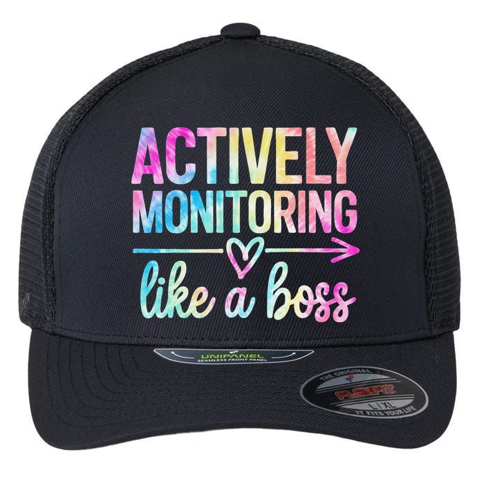 Actively Monitoring Like A Boss State Testing Day Teacher Flexfit Unipanel Trucker Cap