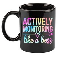 Actively Monitoring Like A Boss State Testing Day Teacher 11oz C Handle Ceramic Mug
