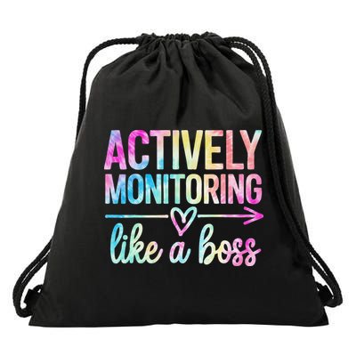 Actively Monitoring Like A Boss State Testing Day Teacher Drawstring Bag