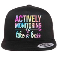 Actively Monitoring Like A Boss State Testing Day Teacher Flat Bill Trucker Hat