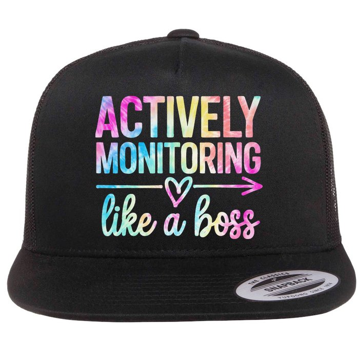Actively Monitoring Like A Boss State Testing Day Teacher Flat Bill Trucker Hat