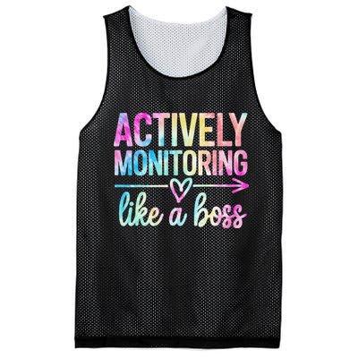 Actively Monitoring Like A Boss State Testing Day Teacher Mesh Reversible Basketball Jersey Tank