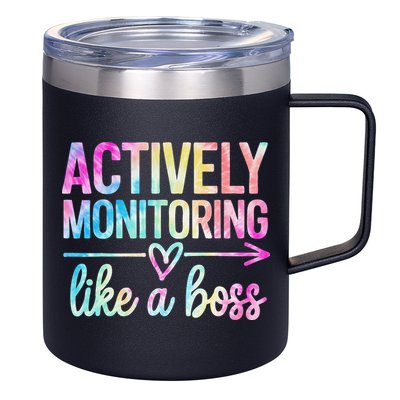 Actively Monitoring Like A Boss State Testing Day Teacher 12oz Stainless Steel Coffee Mug