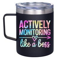 Actively Monitoring Like A Boss State Testing Day Teacher 12oz Stainless Steel Coffee Mug