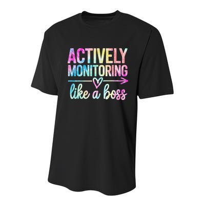 Actively Monitoring Like A Boss State Testing Day Teacher Youth Performance Sprint T-Shirt