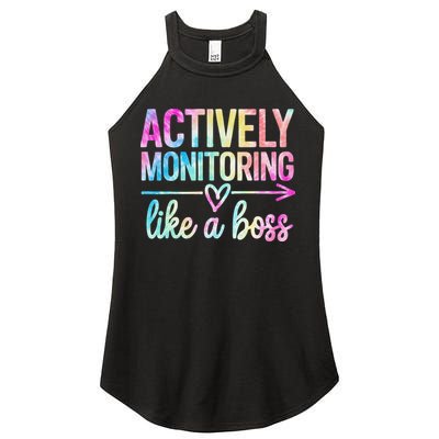 Actively Monitoring Like A Boss State Testing Day Teacher Women's Perfect Tri Rocker Tank