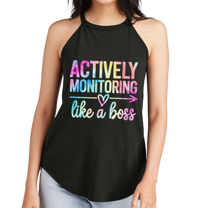 Actively Monitoring Like A Boss State Testing Day Teacher Women's Perfect Tri Rocker Tank
