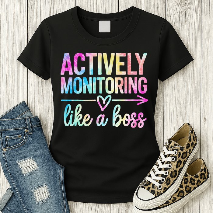 Actively Monitoring Like A Boss State Testing Day Teacher Womens T-Shirt
