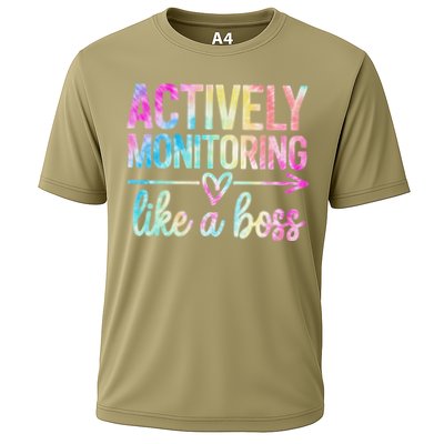 Actively Monitoring Like A Boss State Testing Day Teacher Cooling Performance Crew T-Shirt