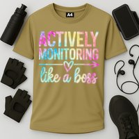 Actively Monitoring Like A Boss State Testing Day Teacher Cooling Performance Crew T-Shirt