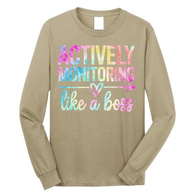 Actively Monitoring Like A Boss State Testing Day Teacher Long Sleeve Shirt