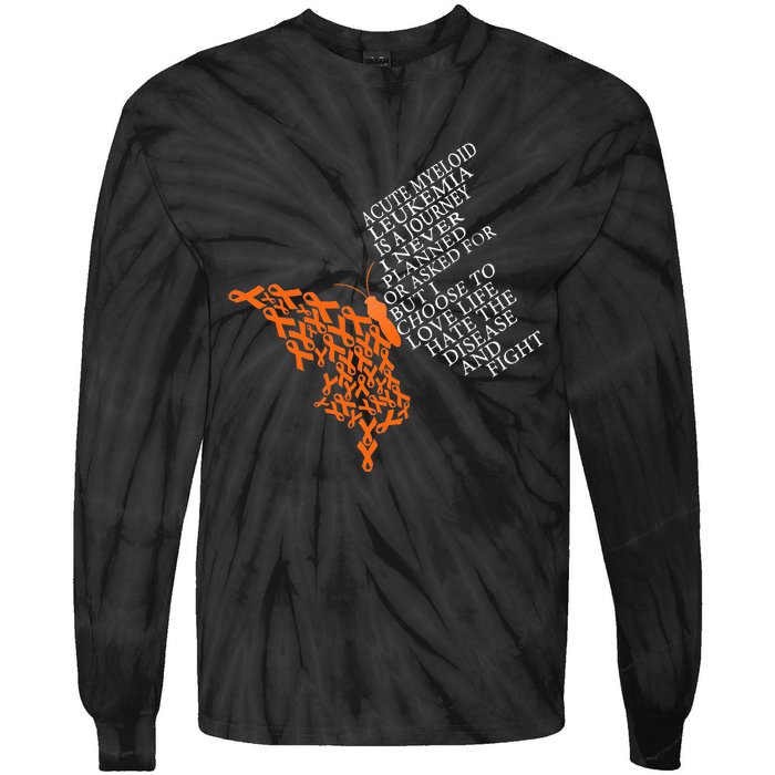 Acute Myeloid Leukemia Warrior Tie-Dye Long Sleeve Shirt