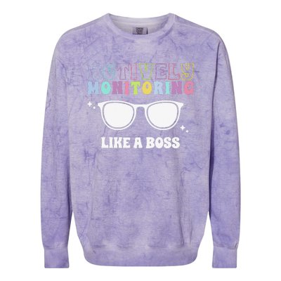 Actively Monitoring Like A Boss Testing Day Funny Teacher Colorblast Crewneck Sweatshirt