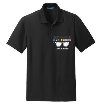 Actively Monitoring Like A Boss Testing Day Funny Teacher Dry Zone Grid Polo