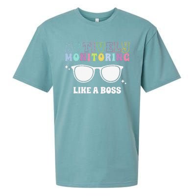 Actively Monitoring Like A Boss Testing Day Funny Teacher Sueded Cloud Jersey T-Shirt