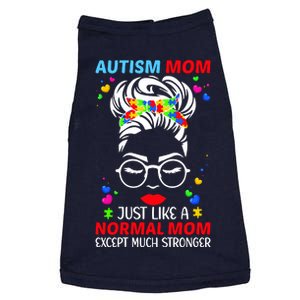 Autism Mom Much Stronger Awareness Messy Bun Puzzle Doggie Tank