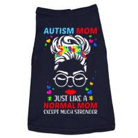 Autism Mom Much Stronger Awareness Messy Bun Puzzle Doggie Tank