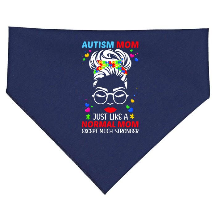 Autism Mom Much Stronger Awareness Messy Bun Puzzle USA-Made Doggie Bandana