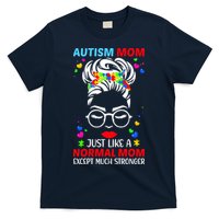 Autism Mom Much Stronger Awareness Messy Bun Puzzle T-Shirt
