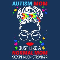 Autism Mom Much Stronger Awareness Messy Bun Puzzle T-Shirt