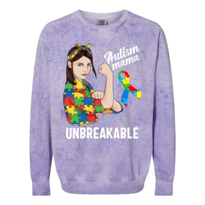 Autism Mama Mom Unbreakable Cute Autism Awareness Gift Cute Gift Colorblast Crewneck Sweatshirt