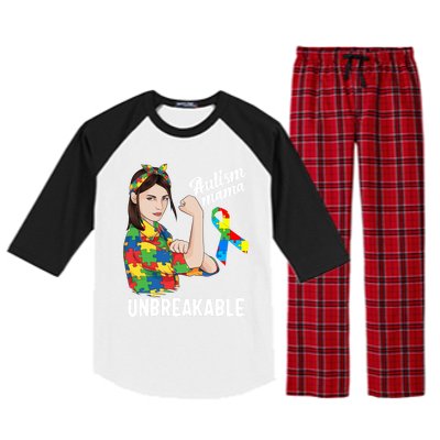 Autism Mama Mom Unbreakable Cute Autism Awareness Gift Cute Gift Raglan Sleeve Pajama Set