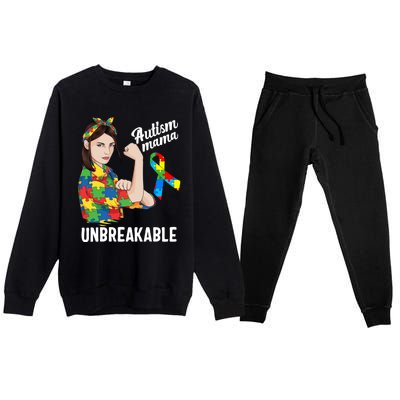 Autism Mama Mom Unbreakable Cute Autism Awareness Gift Cute Gift Premium Crewneck Sweatsuit Set