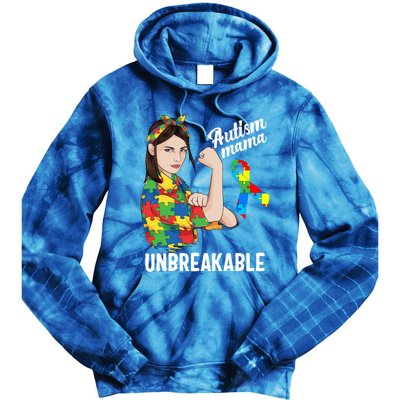 Autism Mama Mom Unbreakable Cute Autism Awareness Gift Cute Gift Tie Dye Hoodie