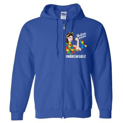 Autism Mama Mom Unbreakable Cute Autism Awareness Gift Cute Gift Full Zip Hoodie