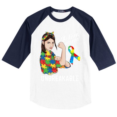 Autism Mama Mom Unbreakable Cute Autism Awareness Gift Cute Gift Baseball Sleeve Shirt