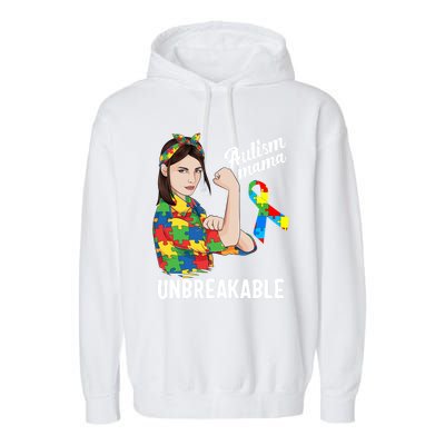 Autism Mama Mom Unbreakable Cute Autism Awareness Gift Cute Gift Garment-Dyed Fleece Hoodie